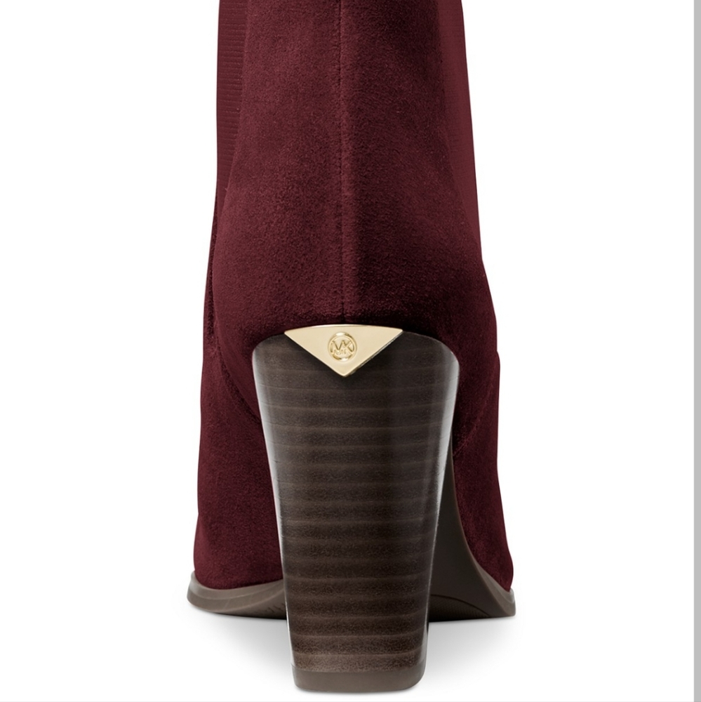 MK Michael Kors Women's Chelsea Boots Lottie Size 9.5 Dark Berry Suede - Picture 3 of 15